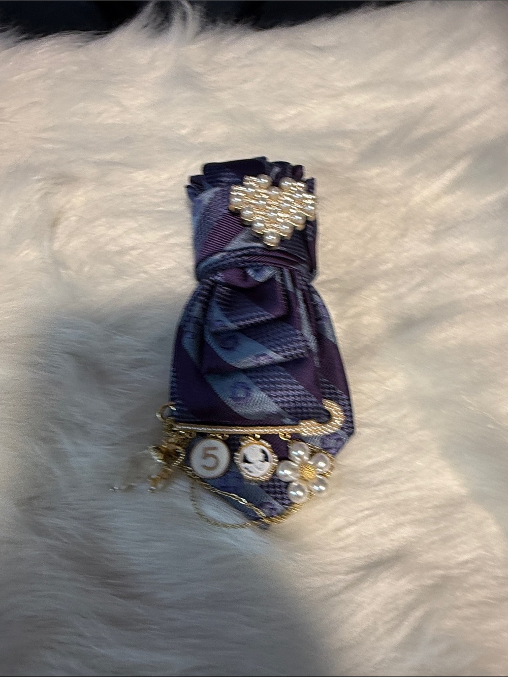 Elegant Purple Floral Accent Women’s Bag Junk Ties  Charm